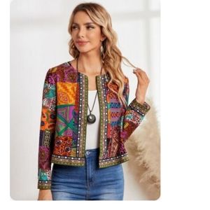 Geo and Paisley Print open front jacket sz xl nwot